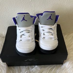 Jordan 5 Retro TD Dark Concord White Leather Sneakers Kids Size 5C